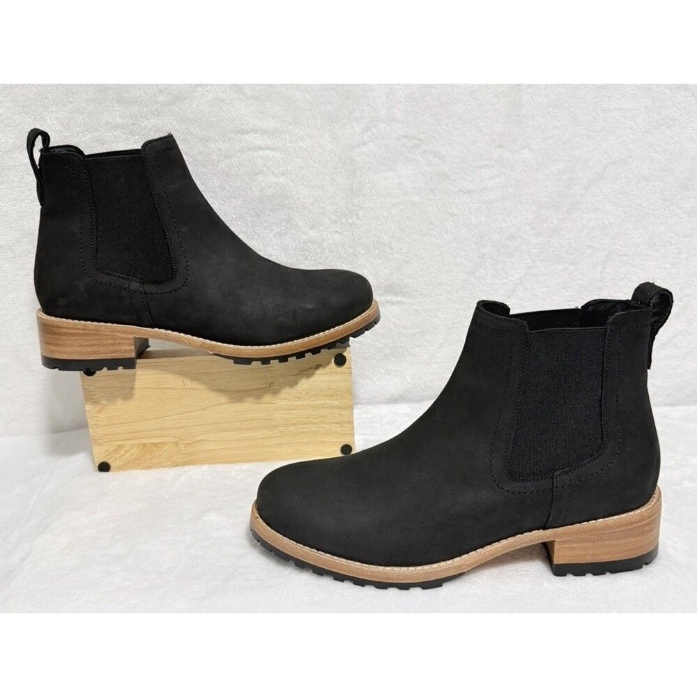 Patina Portland Leather Women's Chelsea Shadow Black Nubuck Boots Size 8.5